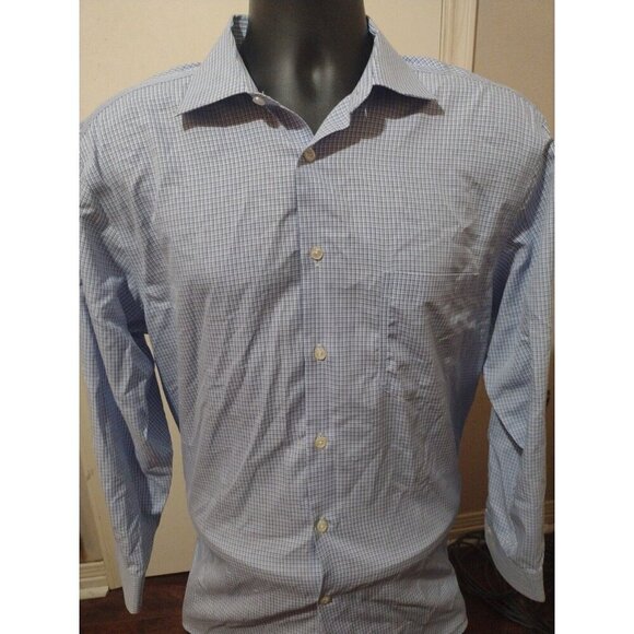 Men's Joseph Abboud No Wrinkles Tailored Fit 16.5-33 (Large L) Blue Dress Shirt - Picture 1 of 10